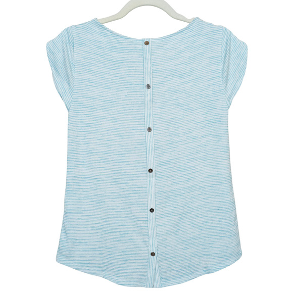 MARKET & SPRUCE Stitch Fix Blue Stripe Bravyan Button Back Knit Top Women's XSP - Picture 2 of 4